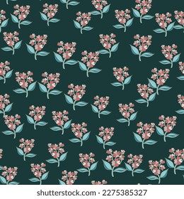 Patrón sin foco con flores decorativas. Fondo floral. Plantas sin fin. Diseño para tela, impresión textil, papel de envoltura, cubierta. Ilustración del vector