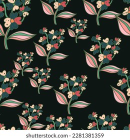 Patrón sin foco con flores decorativas. Fondo floral. Plantas sin fin. Diseño para tela, impresión textil, papel de envoltura, cubierta. Ilustración del vector