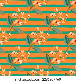 Seamless pattern with decorative flowers. Floral background. Cute plants endless backdrop. Design for fabric, textile print, wrapping paper, cover. Vector illustration
