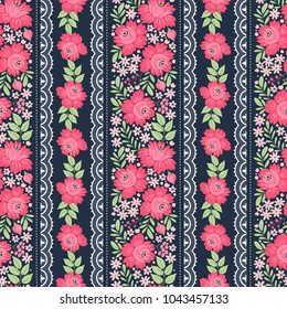 Seamless pattern with decorative flowers. Freehand drawing. Can be used on packaging paper, fabric, background for different images, etc.