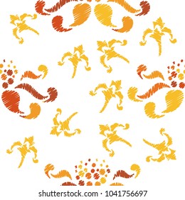 Seamless pattern of decorative flowers. Imitation embroidery.