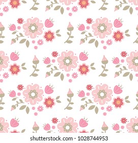 Seamless pattern with Decorative flowers for international women's day or for spring theme design. For invitations, wedding printing, postcards, packaging paper design.
