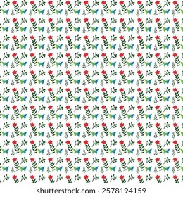 Seamless pattern with decorative flowers and leaves. Floral background.