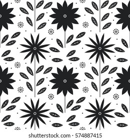 Seamless pattern with decorative flowers and leaves isolated on white background. vector image for your creative ideas. 