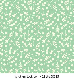 Seamless pattern with decorative Flowers on green background. Floral Vector illustration. Texture for all other design.
