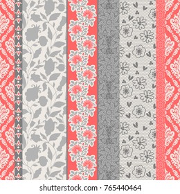 Seamless pattern with decorative flowers, patchwork tiles. Can be used on packaging paper, fabric, background for different images, etc. Freehand drawing