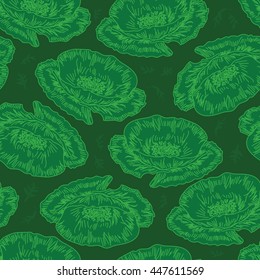 Seamless pattern with decorative flowers. Poppy field - seamless pattern. Hand drawn vector floral pattern with colorful poppy theme.