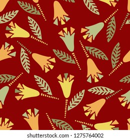 Seamless pattern with decorative flowers in scandinavian style. Perfect for kids fabric, textile, nursery wallpaper. Vector Illustration.