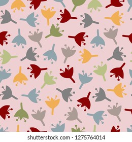 Seamless pattern with decorative flowers in scandinavian style. Perfect for kids fabric, textile, nursery wallpaper. Vector Illustration.