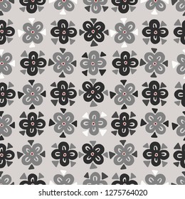 Seamless pattern with decorative flowers in scandinavian style. Perfect for kids fabric, textile, nursery wallpaper. Vector Illustration.