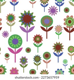 Seamless pattern with decorative flowers. Vector file for designs.