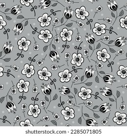 Seamless pattern with decorative flowers. Vector file for designs.