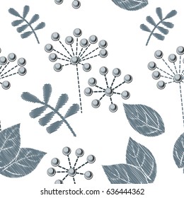 Seamless pattern of decorative flowers.Imitation embroidery.