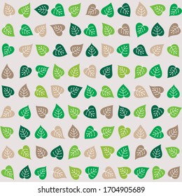 Seamless pattern with decorative flying  green, brown leaves. Eco. Great for fabric, textile. Vector background.