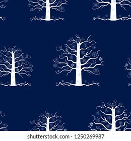 Seamless pattern of decorative frozen trees
