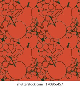 Seamless pattern with decorative fruits
