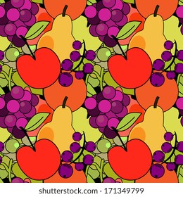 Seamless pattern with decorative fruits