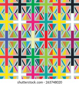 Seamless pattern with decorative geometric and abstract elements. Vector illustration.