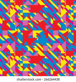 Seamless pattern with decorative geometric and abstract elements. Vector illustration.