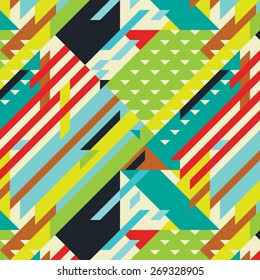 Seamless pattern with decorative geometric and abstract elements. Vector illustration.