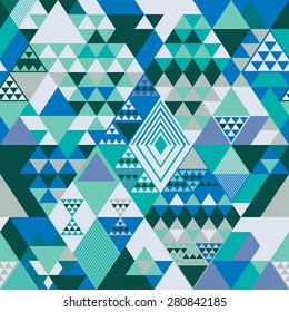 Seamless pattern with decorative geometric and abstract elements. Vector illustration.