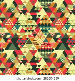 Seamless pattern with decorative geometric and abstract elements. Vector illustration.