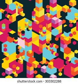 Seamless pattern with decorative geometric and abstract elements. Vector illustration.