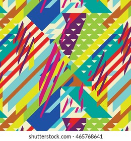 Seamless pattern with decorative geometric and abstract elements. Vector illustration.