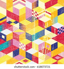 Seamless pattern with decorative geometric and abstract elements. Vector illustration.