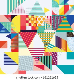 Seamless pattern with decorative geometric and abstract elements. Vector illustration.