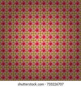 Seamless pattern with decorative geometric and abstract elements in pink, red and yellow colors. Vector illustration.