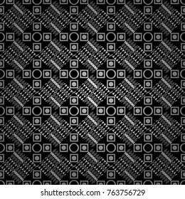 Seamless pattern with decorative geometric and abstract elements in white, gray and black colors. Vector illustration.