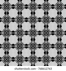 Seamless pattern with decorative geometric and abstract elements in white, gray and black colors. Vector illustration.