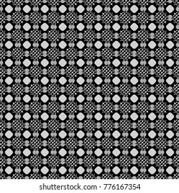 Seamless pattern with decorative geometric and abstract elements in white, gray and black colors. Vector illustration.