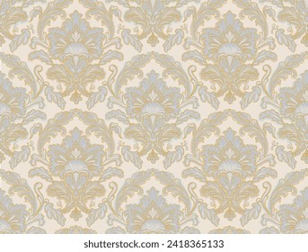 Seamless pattern of decorative gold floral element.