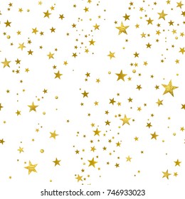 seamless pattern of decorative golden stars on a white background