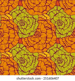 Seamless pattern with decorative hand drawn roses. Floral background. Vector illustration