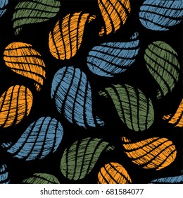 Seamless pattern with decorative, hand drawn shells. Vector illustration