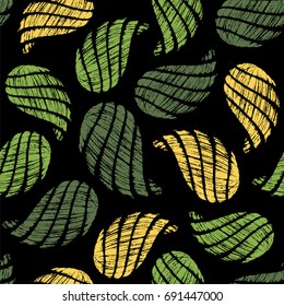 Seamless pattern with decorative, hand drawn shells. Vector illustration