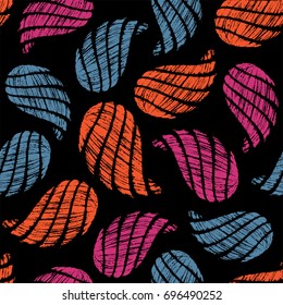 Seamless pattern with decorative, hand drawn shells. Vector illustration