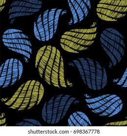 Seamless pattern with decorative, hand drawn shells. Vector illustration