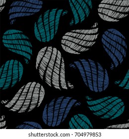 Seamless pattern with decorative, hand drawn shells. Vector illustration