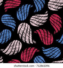 Seamless pattern with decorative, hand drawn shells. Vector illustration
