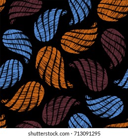 Seamless pattern with decorative, hand drawn shells. Vector illustration