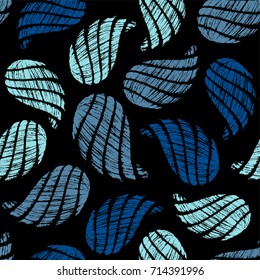 Seamless pattern with decorative, hand drawn shells. Vector illustration