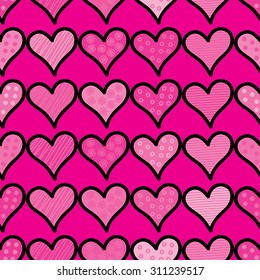 Seamless pattern with decorative hearts