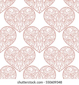 seamless pattern with decorative hearts