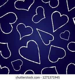 Seamless pattern with decorative hearts painted with chalk on the Board. Valentine's day. Vector illustration. Can be used for wallpaper, textile, invitation card, web page background.