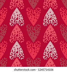 Seamless pattern with decorative hearts. Hearts from points. Valentine's day. Vector illustration. Can be used for wallpaper, textile, invitation card, wrapping, web page background.
