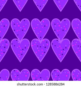 Seamless pattern with decorative hearts with stroke. Polka dot texture. Valentine's day. Vector illustration. Can be used for wallpaper, textile, invitation card, web page background.